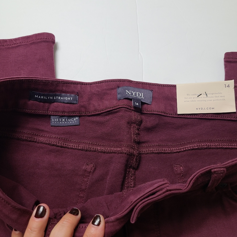 NWT NYDJ marilyn straight burgundy jeans - Picture 6 of 9